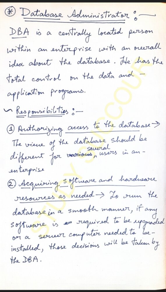 Understanding DBMS (COMPUTER SCIENCE NOTES) Handwritten Notes PDF