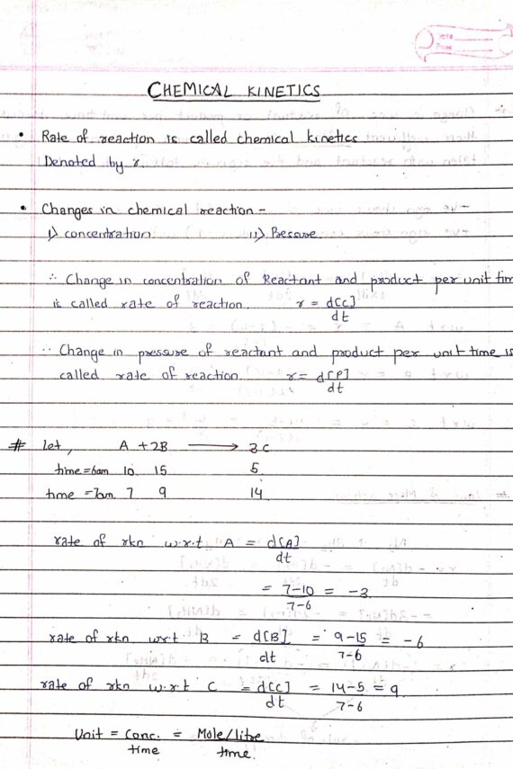 Chemical Kinetics Class 12 | Chemistry handwritten notes PDF