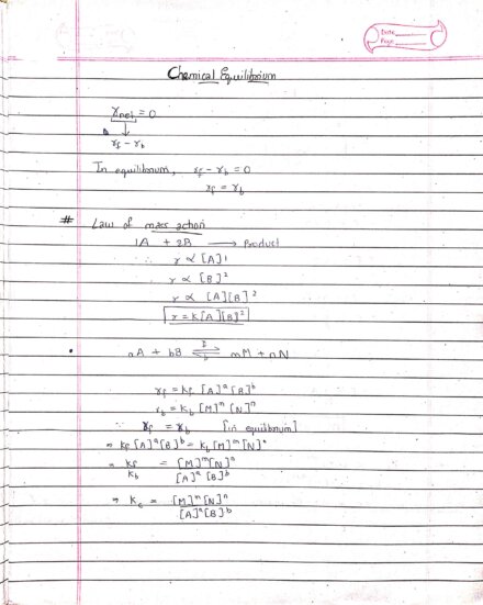 Equilibrium - Chemical and ionic equilibrium Class 11 | Chemistry handwritten notes