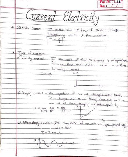 Current electricity introduction Physics notes