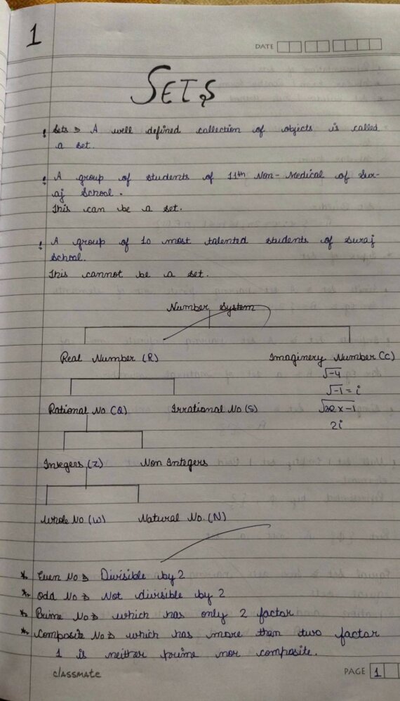 11th class maths notes Unit 1 & 2 Handwritten Notes PDF