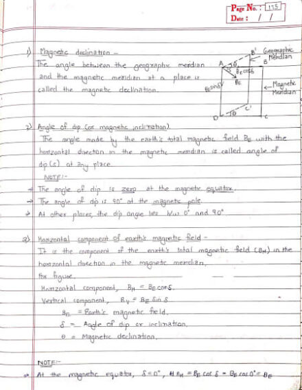 Magnetic declination and angle of dip