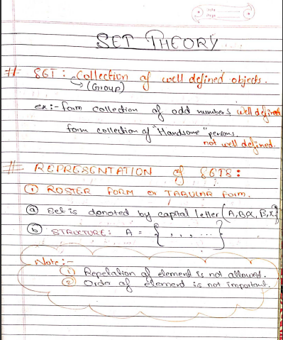 Set theory, Physics wallah Arjuna JEE Handwritten Notes PDF