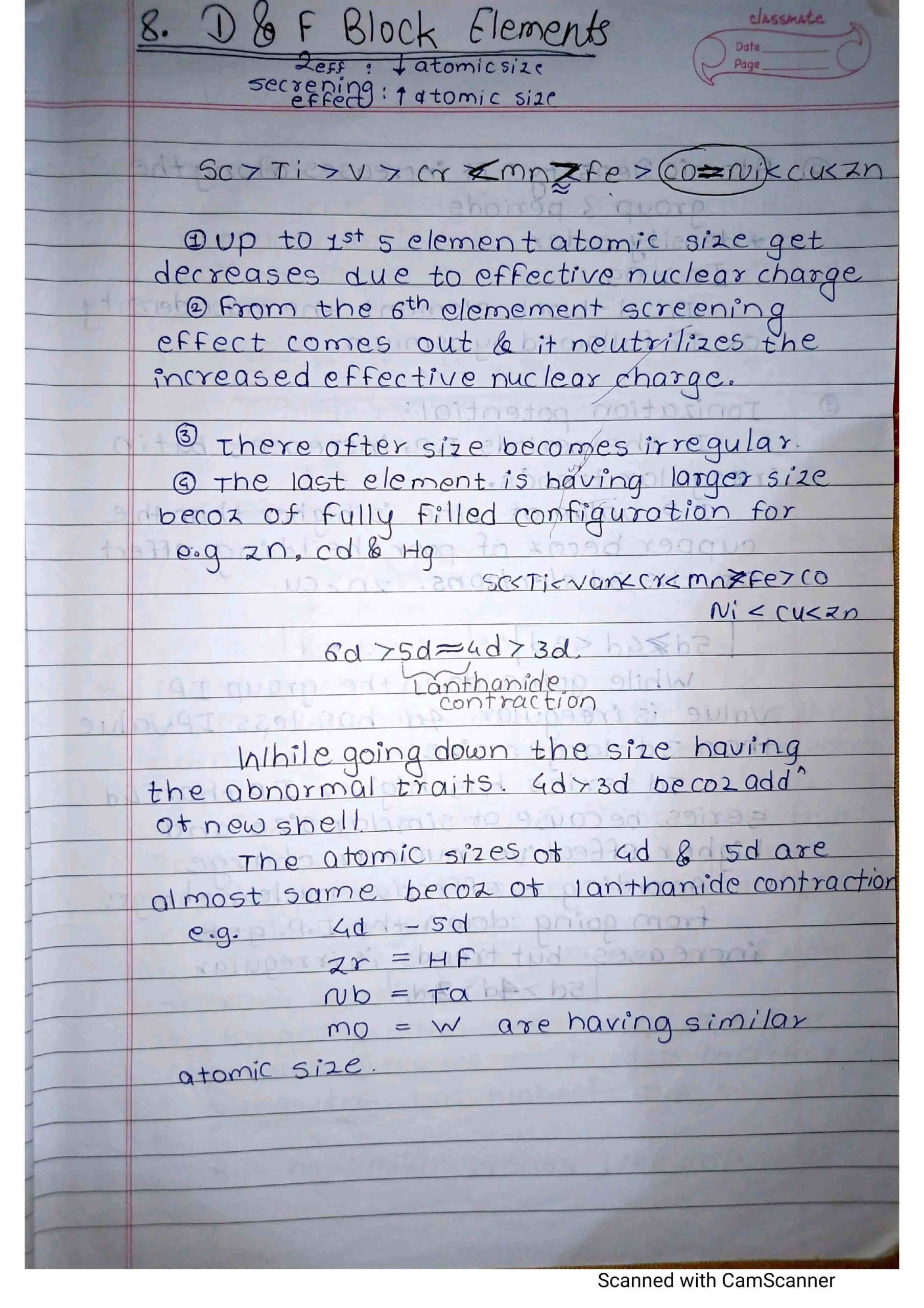 Chapter 8 The D and F block Elements Class 12 Chemistry Notes For Cbse 