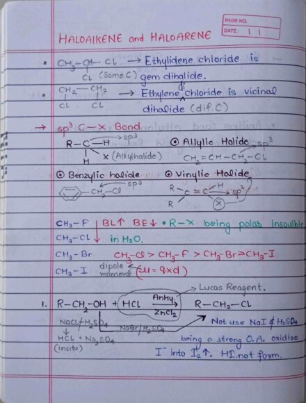 Chapter 10- Haloalkanes and Haloarenes class 12 Chemistry notes for cbse board and NEET or jee