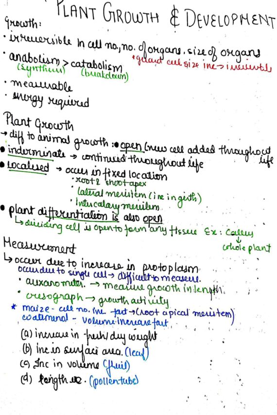 Chapter-15: Plant – Growth and Development class 12 Biology notes for cbse board and NEET
