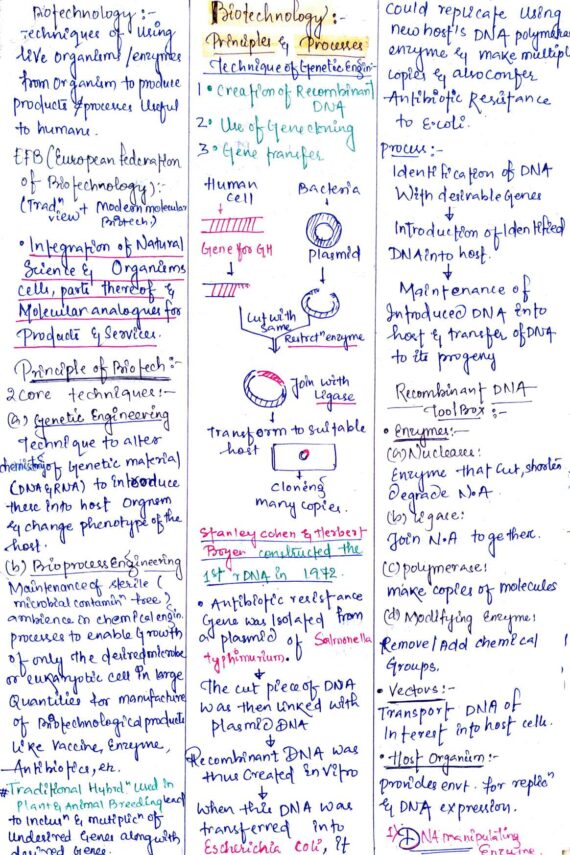 Chapter-11: Biotechnology - Principles and Processes class 12 Biology notes for cbse board and NEET
