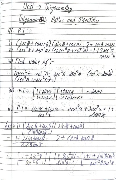 Trigonometry Full Chapter For JEE/Class 11 Handwritten Notes PDF