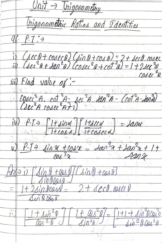 Trigonometry Full Chapter For JEE/Class 11 Handwritten Notes PDF