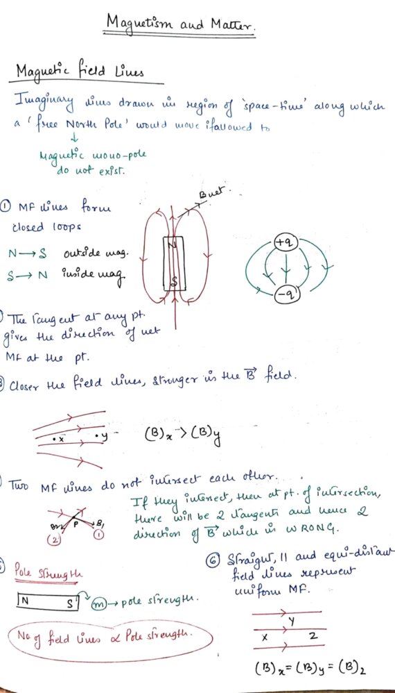 Magnatism and matter class 12 physic notes for cbse board and neet or jee | Handwritten Notes PDF