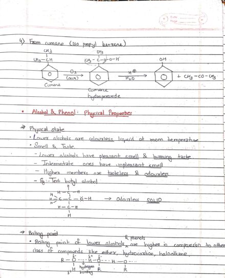 Alcohol and phenol physical properties