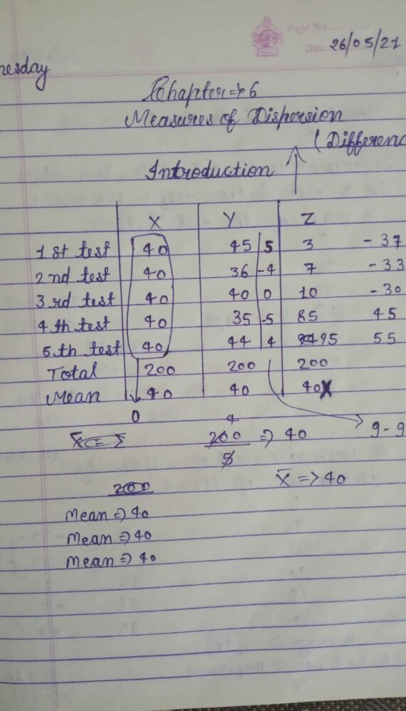 Statistics for economics handwritten notes in English ch.6 for class 11th