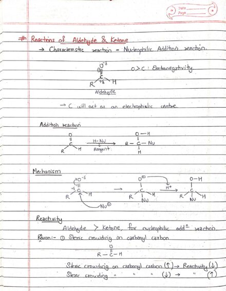 Reaction of aldehyde and ketone