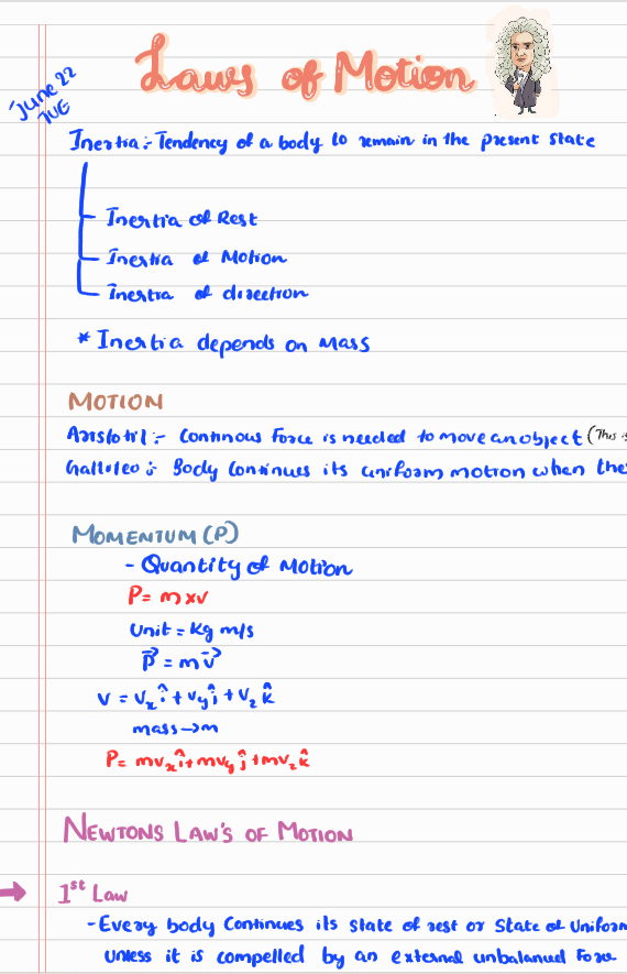 (Colour Notes) Class 11 Physics: Chapter 5: Laws of Motion , Best Notes for JEE and NEET