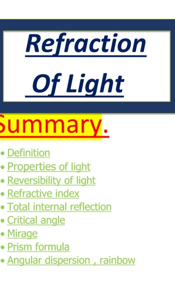 Physics: Refraction Of light Handwritten Notes PDF