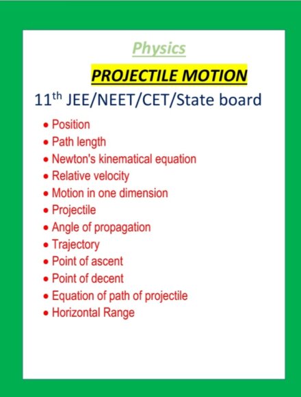 Projectile motion Notes Class 11 | Projectile motion Handwritten Notes