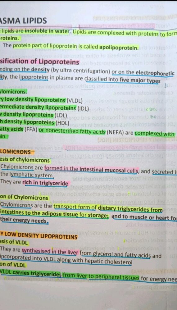 Plasma lipids notes PDF - Best Handwritten Notes for MBBS, NEET and Competition