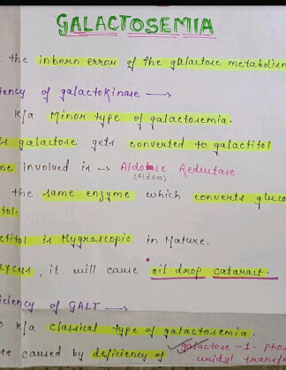 Galactosemia Notes PDF - Best Handwritten Notes for MBBS, NEET and Competition