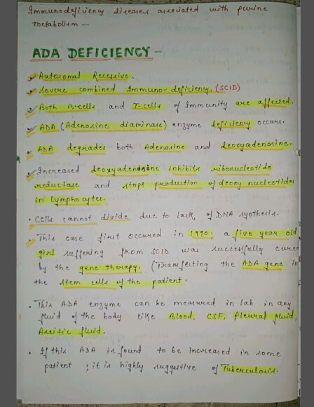 ADA deficiency Notes PDF - Best Handwritten Notes for MBBS, NEET and Competition