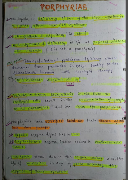 Porphyria Notes PDF - Best Handwritten Notes for MBBS, NEET and Competition