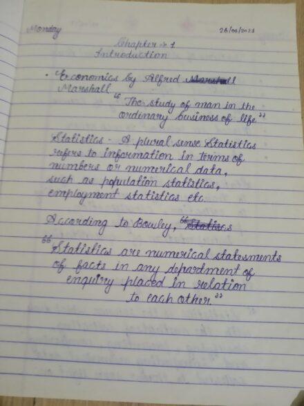 Introduction to statistics handwritten notes in English