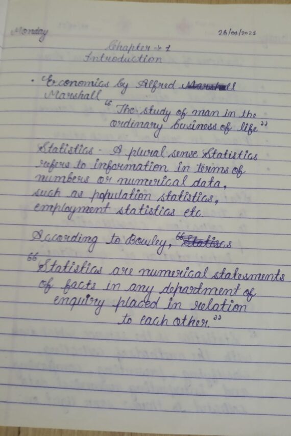 Introduction to statistics handwritten notes in English