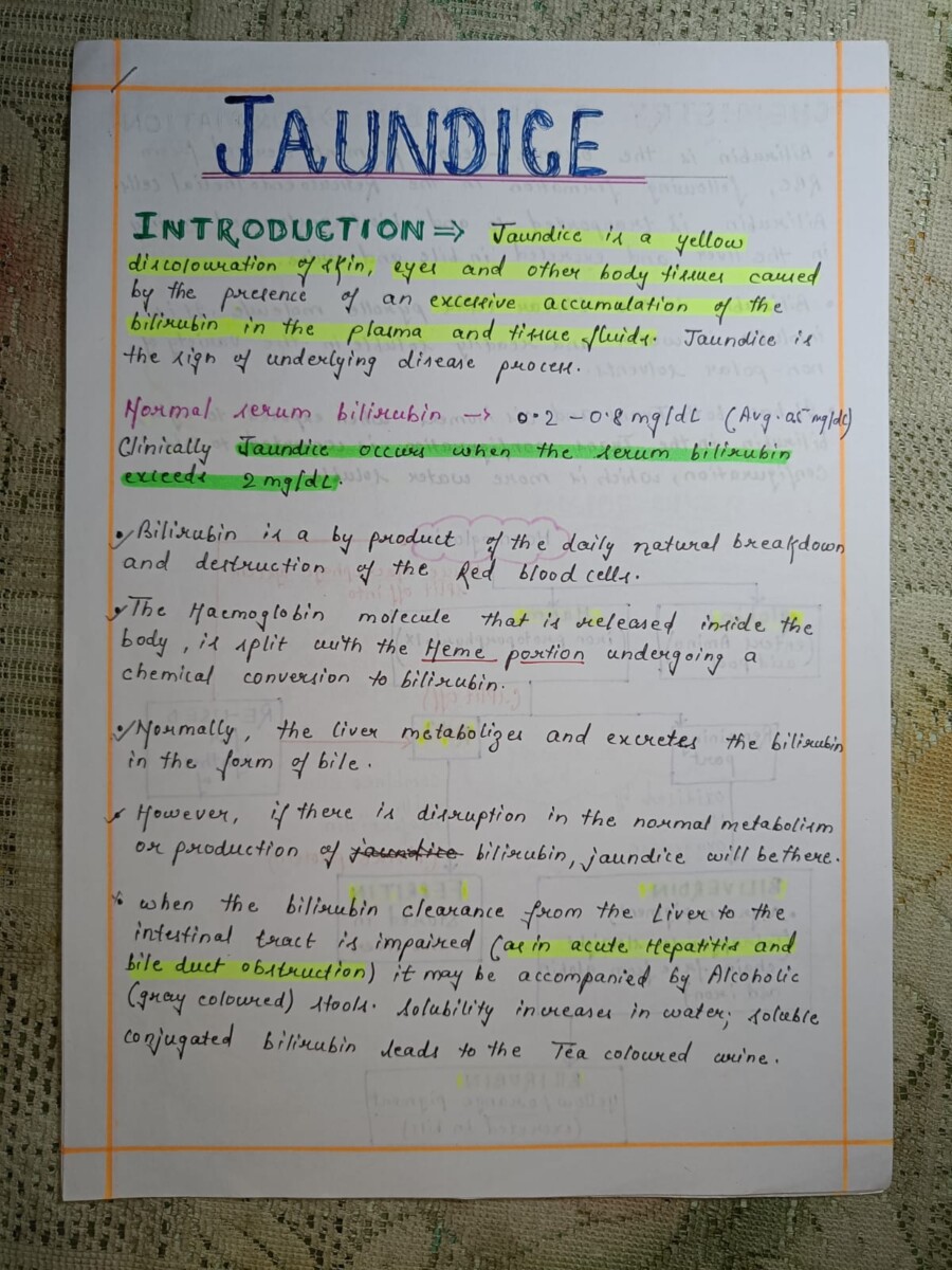 Jaundice Notes PDF For MBBS By Swapnil Kushwaha – Shop Handwritten ...