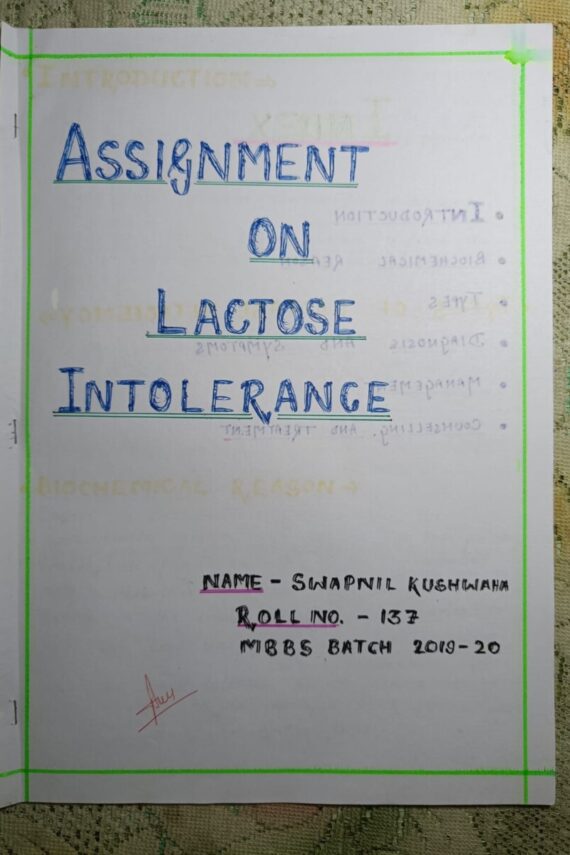 Lactose intolerance Notes PDF for MBBS by Swapnil Kushwaha