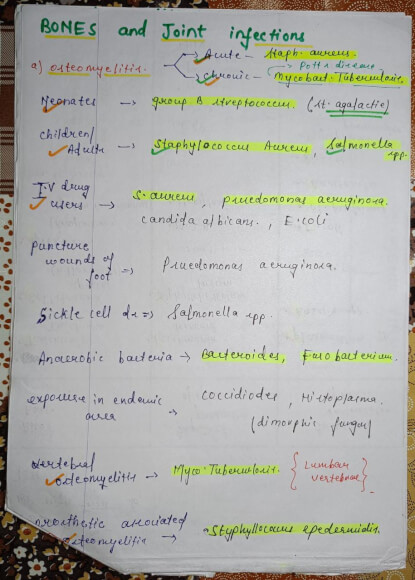 Bone and joint infections microbiology Notes PDF Download