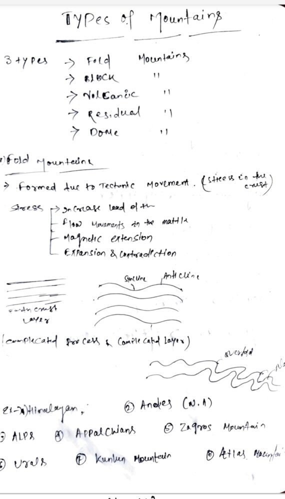 Mountain and ocean system Handwritten Notes PDF