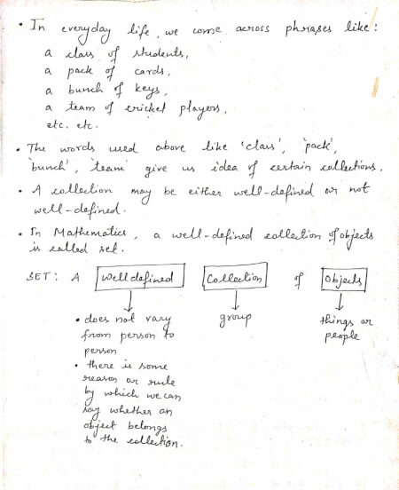 Class 11 Mathematics| Chapter 1 Sets Handwritten Notes