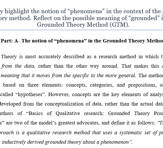 Description of Phenomena and Grounded in GTM notes PDF