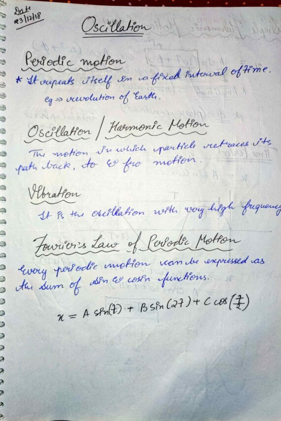Oscillations Class 12th | JEE/NEET | Handwritten Notes | Solved Questions