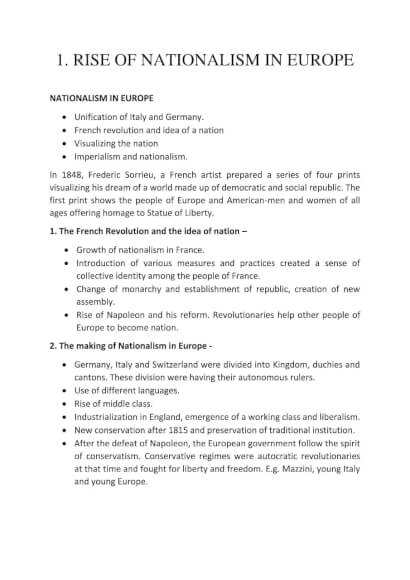 The Rise Of Nationalism In Europe Updated - Europe handwritten  notes-Snobhit ninian-Adoption languageof french