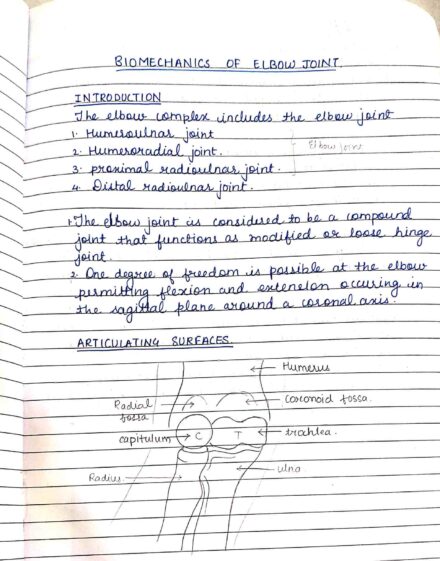 Biomechanics of Elbow joint Handwritten Notes PDF