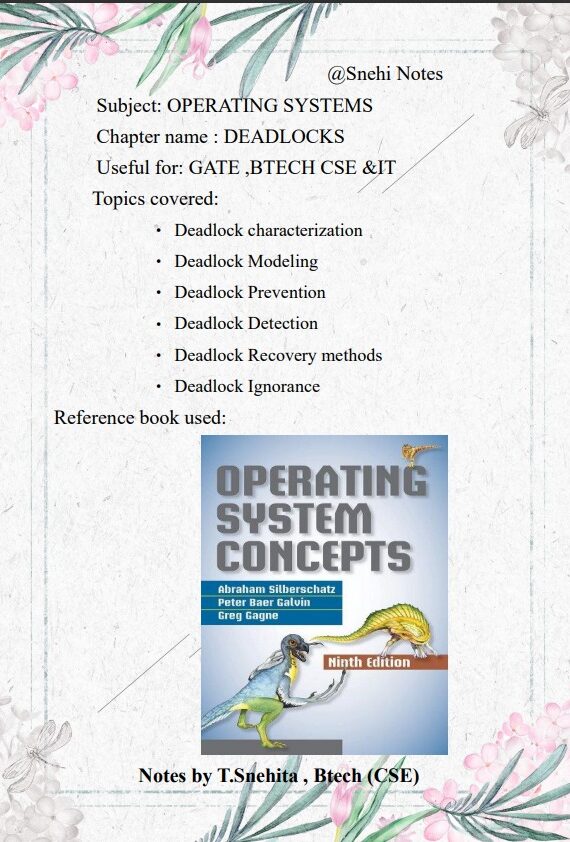 Deadlocks -- Important notes for Btech semester exams and GATE