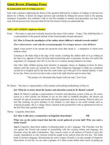 QUICK REVIEW ENGLISH LITRATURE CLASS 12th NOTES PDF