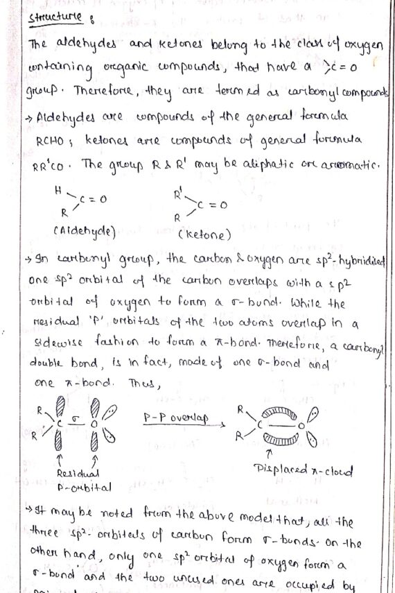 Carbonyl Compounds Handwritten Notes PDF - B.Sc level | Chemistry (organic)