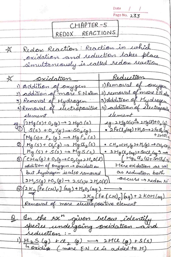 Class 11 chemistry chapter 1 Redox reactions JEE MAINS/ADV. and NEET