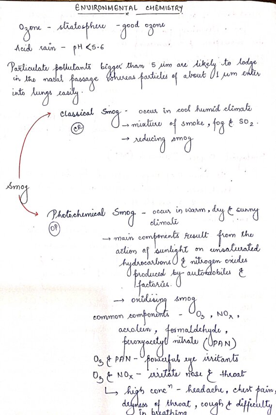ENVIRONMENTAL CHEMISTRY: CHEMISTRY CLASS 11 Chapter Handwritten Notes PDF