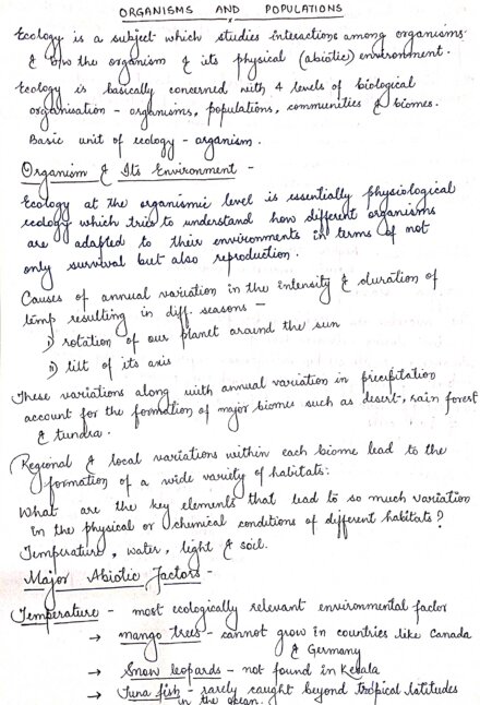 ORGANISMS AND POPULATIONS Handwritten Notes PDF