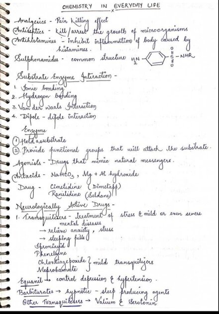 Chemistry In Everyday Life - CHEMISTRY Class 12 Chapter  Handwritten Notes PDF