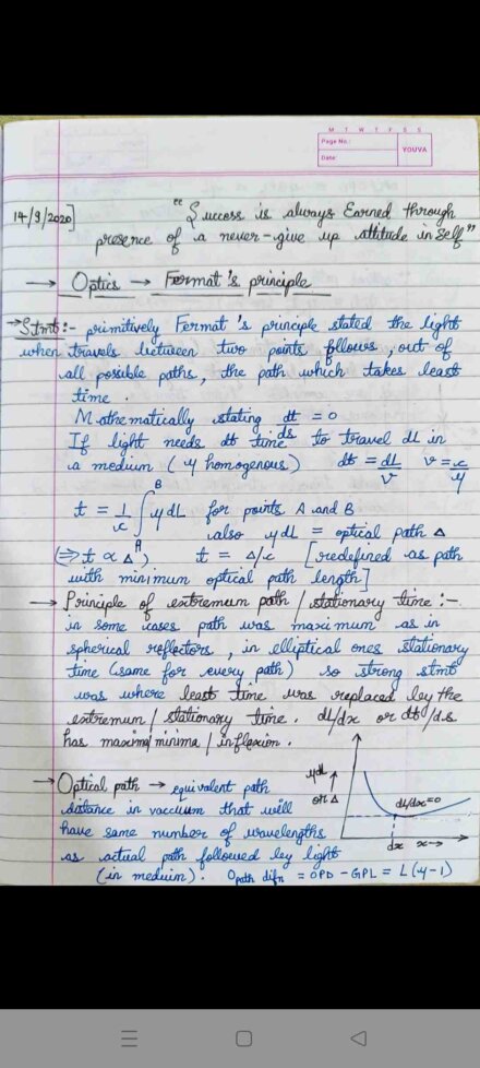 BsC Physics Wave Optics 2nd Year College Handwritten Notes
