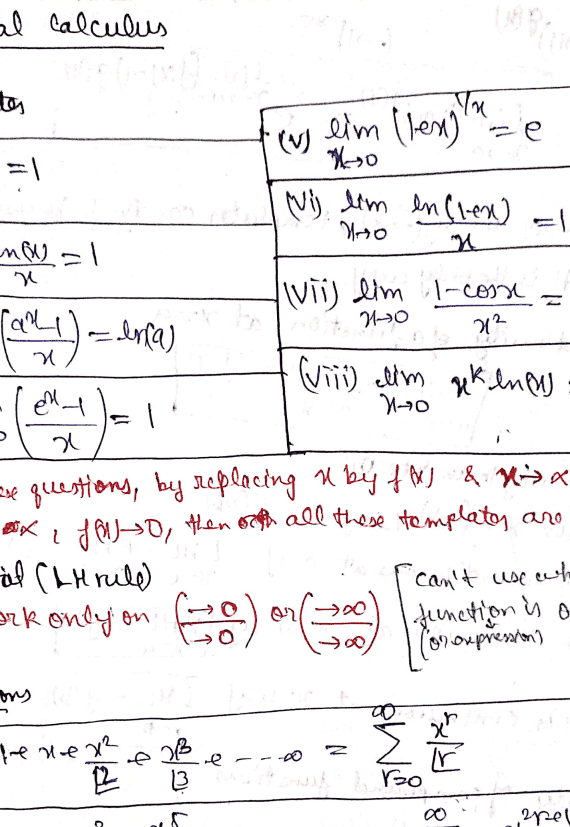 Differential Calculus Handwritten Notes PDF