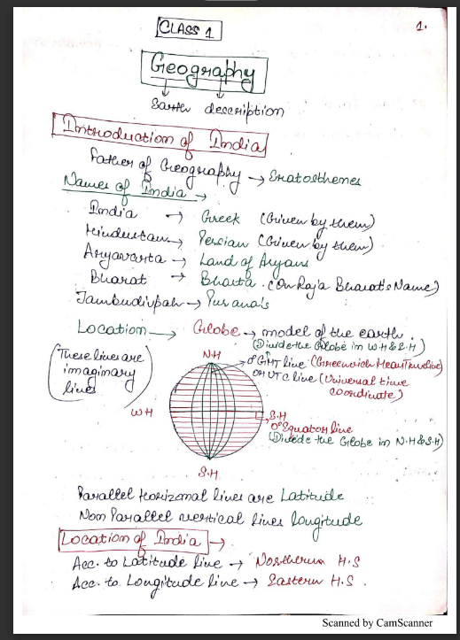 Complete Geography Notes in English - High Quality Handwritten notes - SHN Notes