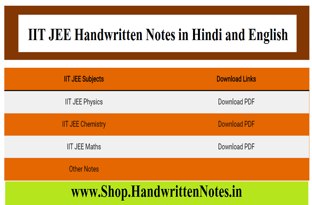 IIT JEE Handwritten Notes PDF Free Download - Physics, Math, Chemistry ...