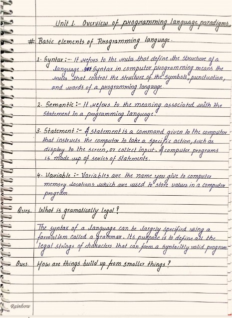 BSC Notes: Programming basics Handwritten Notes PDF