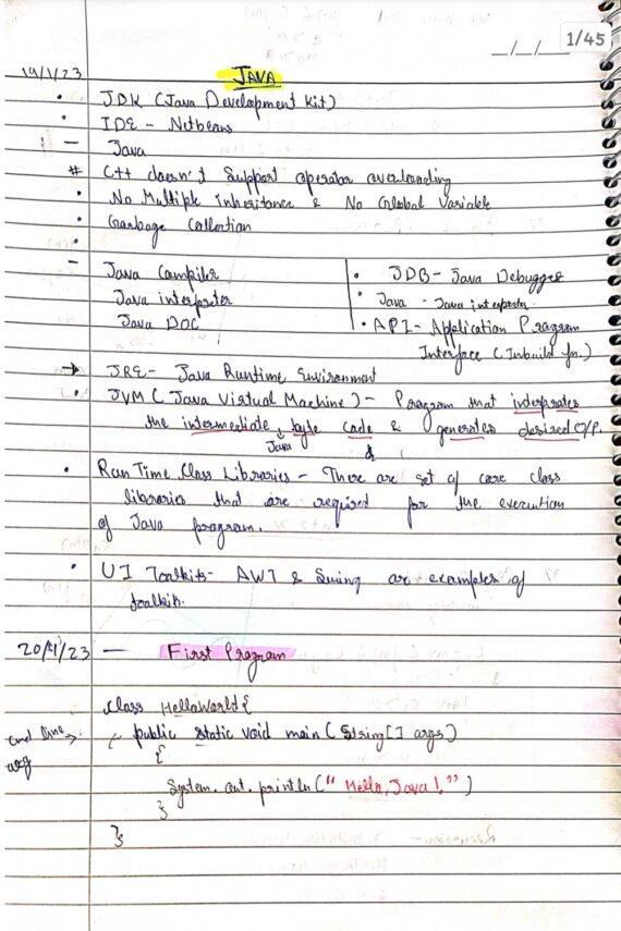 Java Complete Notes for Computer Science Students | With Object Oriented Programming concepts