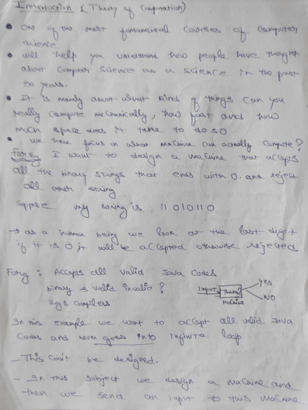 Handwritten Btech TOC (Theory of computation) notes pdf