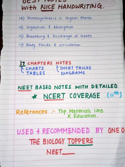 Complete 11th class Biology NEET (NCERT based notes)